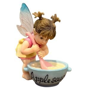 My Little Kitchen Fairies APPLESAUCE FAIRIE Stirring Apple Bowl Angel Fairy Girl